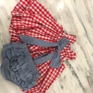 Eleanor Rose 12m red gingham bloomer set